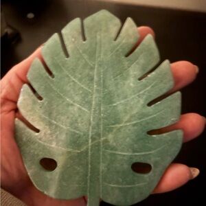 Green Monstera Leaf Stone Tray
